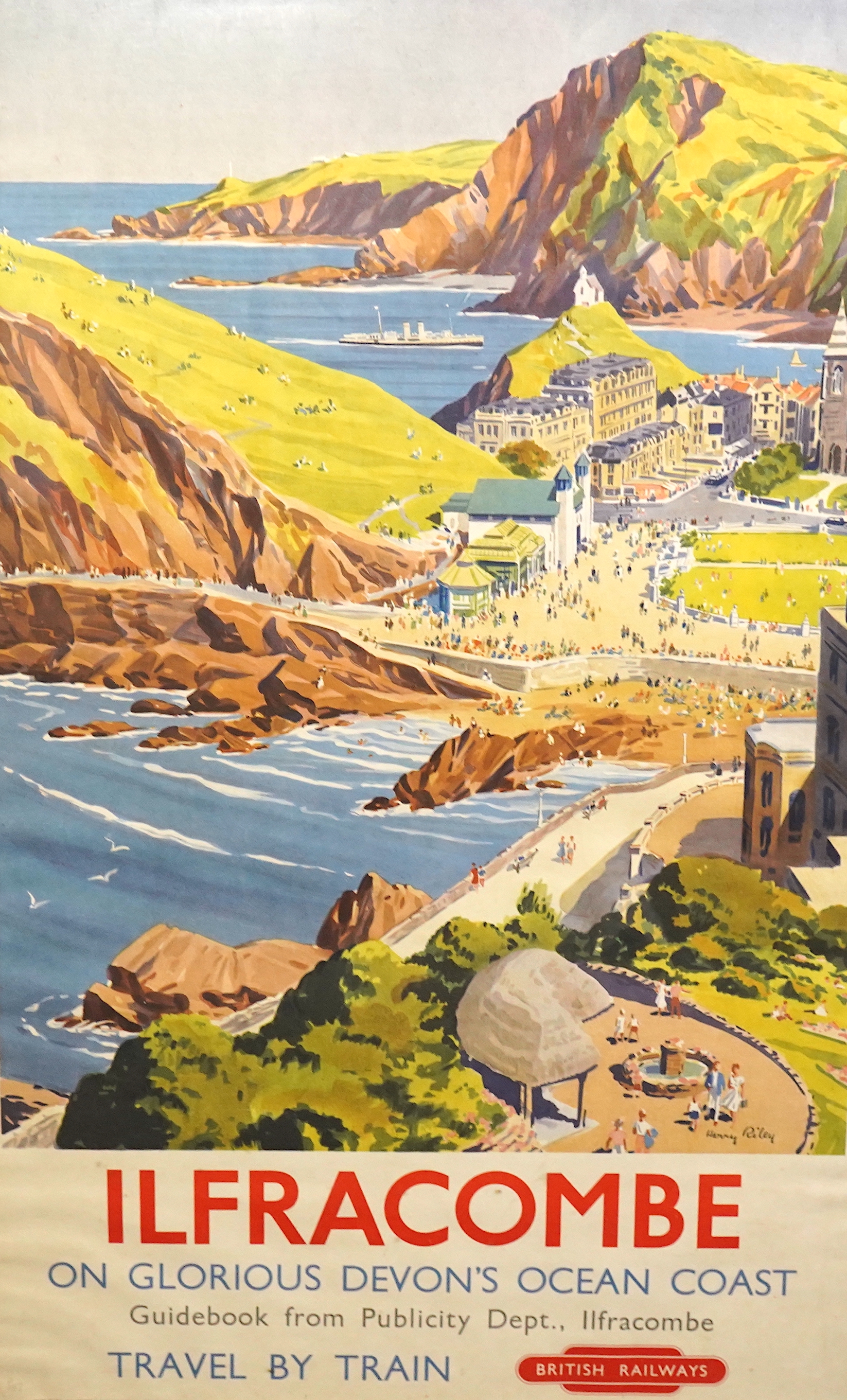 Harry Arthur Riley (British, 1895-1966), Ilfracombe on Glorious Devons Ocean Coast, British Railways Travel By Train poster, 101.5 x 63cm